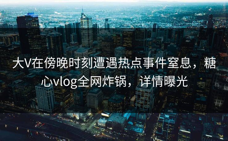 大V在傍晚时刻遭遇热点事件窒息，糖心vlog全网炸锅，详情曝光